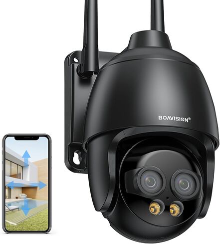 كاميرا مراقبة BOAVISION 2K مزدوجة العدسات خارجية WiFi/4G، كاميرا مراقبة منزلية 360 درجة PTZ مع تتبع التكبير التلقائي، اكتشاف الإنسان، تكبير 10X، رؤية ليلية ملونة، كاميرا IP لاسلكية in Saudi Arabia