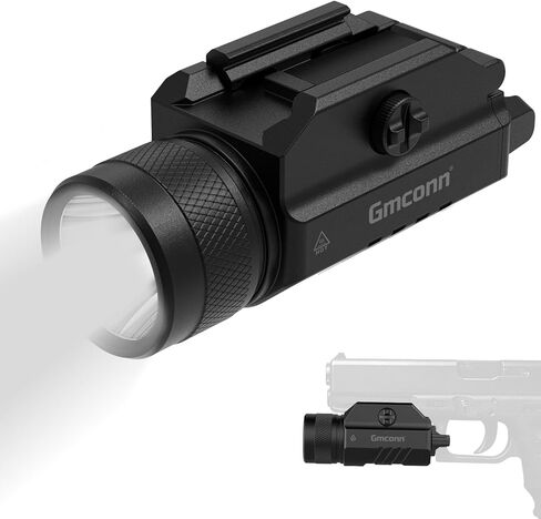 Gmconn 1250 لومن Picatinny السكك الحديدية شنت مسدس ضوء LED ستروب التكتيكية مصباح يدوي لPicatinny MIL-STD-1913 وغلوك مع بطارية مدمجة قابلة للشحن in Saudi Arabia