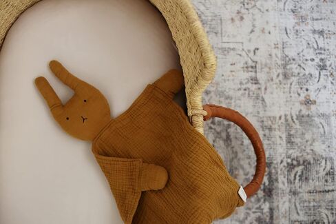 Marlowe & Co Organic Cotton Muslin Lovey Blanket, Organic Cotton Muslin Bunny Security Blanket (Natural Sand) in Saudi Arabia