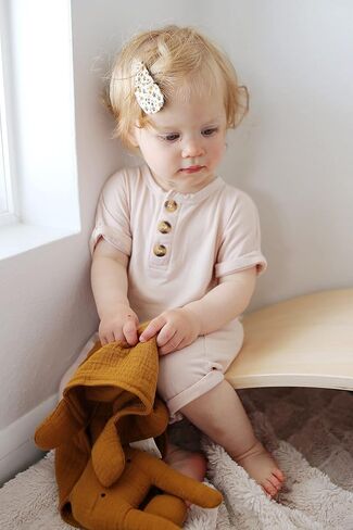 Marlowe & Co Organic Cotton Muslin Lovey Blanket, Organic Cotton Muslin Bunny Security Blanket (Natural Sand) in Saudi Arabia