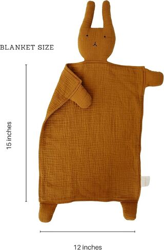 Marlowe & Co Organic Cotton Muslin Lovey Blanket, Organic Cotton Muslin Bunny Security Blanket (Natural Sand) in Saudi Arabia