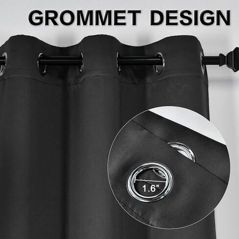 JADE POKE Inherent Flame Retardant Curtains for Living Room 2 Panels Blackout Drapes 108 Inch Length - Extra Long Grey Curtain for Nursery School, Grommet Eyelet Drapes for Hotel 52Wx108L in Kuwait