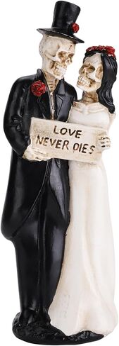 ZZBIQS Skeleton Bride and Groom Figurines, Love Never Dies in Bridal Gown and Tuxedo Sculpture Handmade Resin Crafts, for Day of The Dead, Wedding Gift, Valentine's Day Decor Ornament in Saudi Arabia