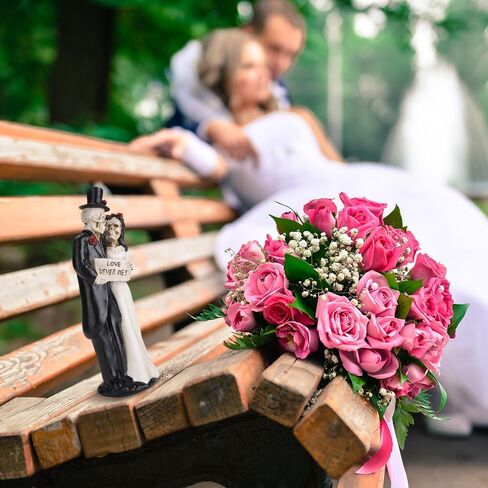 ZZBIQS Skeleton Bride and Groom Figurines, Love Never Dies in Bridal Gown and Tuxedo Sculpture Handmade Resin Crafts, for Day of The Dead, Wedding Gift, Valentine's Day Decor Ornament in Saudi Arabia
