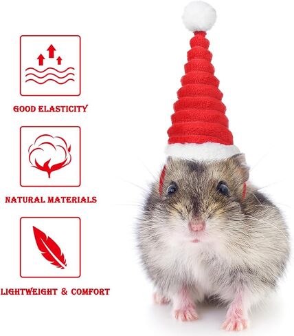 POPETPOP Guinea Pig Costume - Cat Santa Hat Pet Christmas Hat Santa Claus Cap Head Accessories for Rabbit Hamster Guinea Pig Rats Kitten and Small Animals in Saudi Arabia