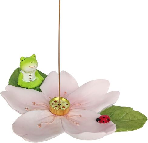 حامل بخور مبخرة على شكل ضفدع من الراتنج اللطيف من سيزيكاتو مع صينية ساكورا. in Kuwait