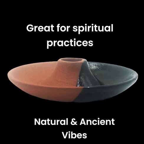 حامل طين بالو سانتو (طين أسود وأحمر) لحامل بالو سانتو صينية خشبية معطرة، مبخرة مستدقة، شمعة رماد، صائد رماد بسيط، طبيعي روحي قوي، قطعتان من الجودة الهندية الممتازة in Kuwait