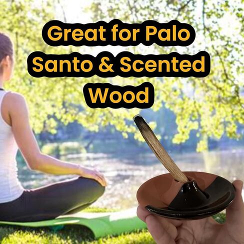 حامل طين بالو سانتو (طين أسود وأحمر) لحامل بالو سانتو صينية خشبية معطرة، مبخرة مستدقة، شمعة رماد، صائد رماد بسيط، طبيعي روحي قوي، قطعتان من الجودة الهندية الممتازة in Kuwait