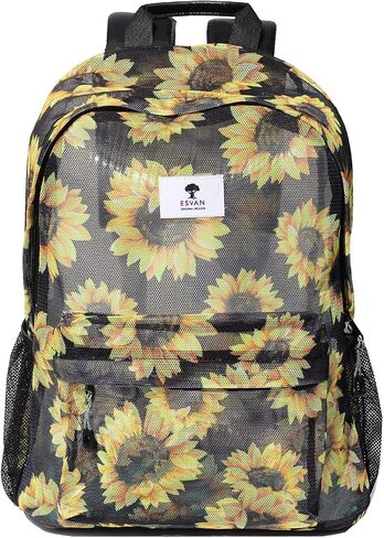 ESVAN Original Print Mesh Backpack Semi-Transparent Sackpack See Through Beach Bag Daypack Multi-Purpose Women Men Unisex in Kuwait