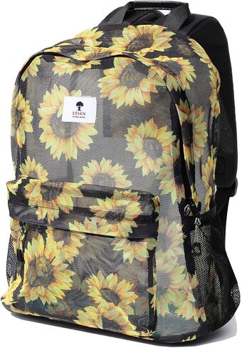 ESVAN Original Print Mesh Backpack Semi-Transparent Sackpack See Through Beach Bag Daypack Multi-Purpose Women Men Unisex in Kuwait