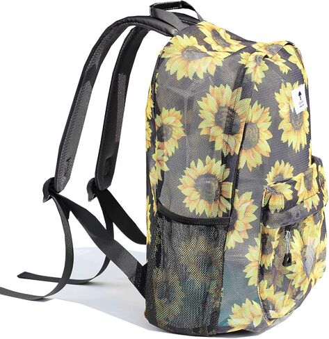 ESVAN Original Print Mesh Backpack Semi-Transparent Sackpack See Through Beach Bag Daypack Multi-Purpose Women Men Unisex in Kuwait