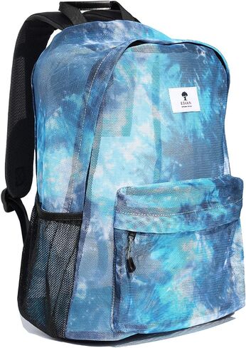 ESVAN Original Print Mesh Backpack Semi-Transparent Sackpack See Through Beach Bag Daypack Multi-Purpose Women Men Unisex in Kuwait