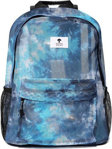 ESVAN Original Print Mesh Backpack Semi-Transparent Sackpack See Through Beach Bag Daypack Multi-Purpose Women Men Unisex in Kuwait