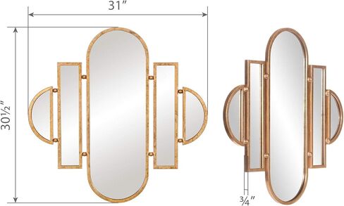 Patton Wall Decor 30x31 Antique Gold Geometric Oval Vanity Wall Mirror in Kuwait