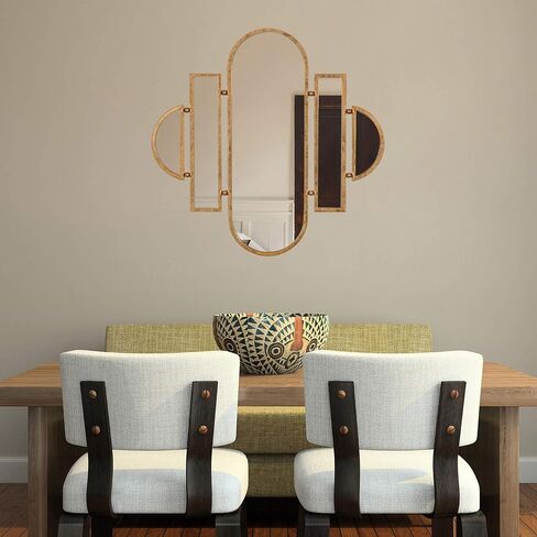 Patton Wall Decor 30x31 Antique Gold Geometric Oval Vanity Wall Mirror in Kuwait