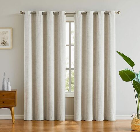 Natural Blackout Linen Curtains 63 Inches Long Textured Curtains for Bedroom/Living Room/Kitchen Grommet Top Window Treatment,52" Wx63 L,Natural,2 Panels in Saudi Arabia