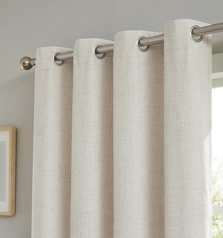 Natural Blackout Linen Curtains 63 Inches Long Textured Curtains for Bedroom/Living Room/Kitchen Grommet Top Window Treatment,52" Wx63 L,Natural,2 Panels in Saudi Arabia
