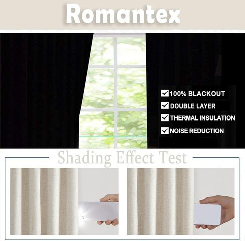 Natural Blackout Linen Curtains 63 Inches Long Textured Curtains for Bedroom/Living Room/Kitchen Grommet Top Window Treatment,52" Wx63 L,Natural,2 Panels in Saudi Arabia