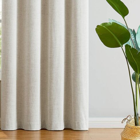 Natural Blackout Linen Curtains 63 Inches Long Textured Curtains for Bedroom/Living Room/Kitchen Grommet Top Window Treatment,52" Wx63 L,Natural,2 Panels in Saudi Arabia