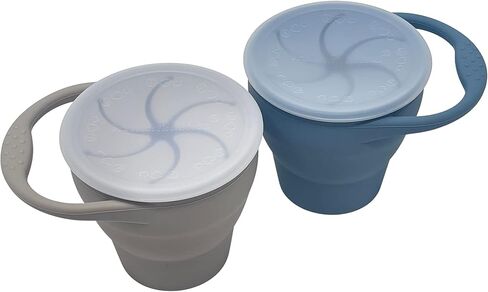 شركة BraveJusticeKidsCo. | كوب الوجبات الخفيفة من السيليكون للأطفال من سناك أتاك | 2 عبوة | كوب الوجبات الخفيفة القابل للطي للأطفال (العسل والزنجبيل والورد المغبر) in Kuwait