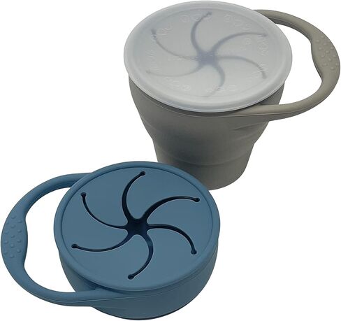 شركة BraveJusticeKidsCo. | كوب الوجبات الخفيفة من السيليكون للأطفال من سناك أتاك | 2 عبوة | كوب الوجبات الخفيفة القابل للطي للأطفال (العسل والزنجبيل والورد المغبر) in Kuwait