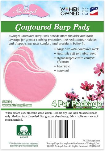 NuAngel 4 Piece Contoured Burp Pads, Gray, Large in Kuwait
