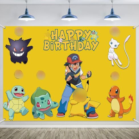 7x5FT الكرتون خلفية صفراء حفلة عيد ميلاد لوازم الأطفال تحت عنوان الطرف الديكور خلفية للبنين بنات عيد ميلاد سعيد خلفية راية in Kuwait