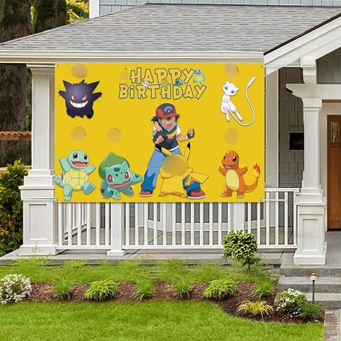 7x5FT الكرتون خلفية صفراء حفلة عيد ميلاد لوازم الأطفال تحت عنوان الطرف الديكور خلفية للبنين بنات عيد ميلاد سعيد خلفية راية in Kuwait