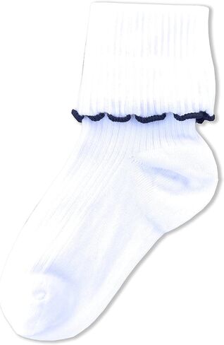 Sierra Socks Big Girl's Turn Cuff Lettuce Edge School Uniform Socks - Combed Cotton, Seamless Toe, Soft, & comfortable socks in Kuwait