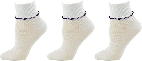 Sierra Socks Big Girl's Turn Cuff Lettuce Edge School Uniform Socks - Combed Cotton, Seamless Toe, Soft, & comfortable socks in Kuwait