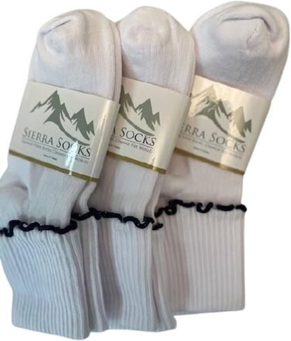 Sierra Socks Big Girl's Turn Cuff Lettuce Edge School Uniform Socks - Combed Cotton, Seamless Toe, Soft, & comfortable socks in Kuwait