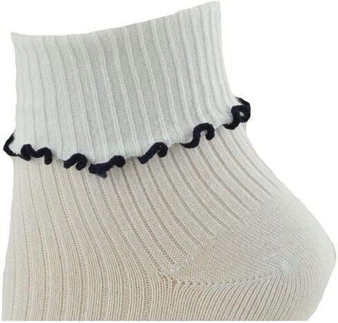 Sierra Socks Big Girl's Turn Cuff Lettuce Edge School Uniform Socks - Combed Cotton, Seamless Toe, Soft, & comfortable socks in Kuwait