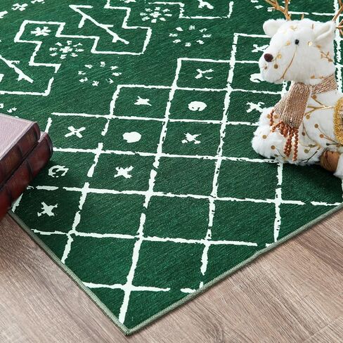 Vangao ندفة الثلج عيد الميلاد عداء البساط 2x6 الأحمر المدخل عداء المطبخ غرفة المعيشة البساط عيد الميلاد غير الانزلاق قابل للغسل البساط المغربي Alfombra عطلة ديكور هندسية لينة السجاد للحمام غرفة نوم الغسيل in Kuwait