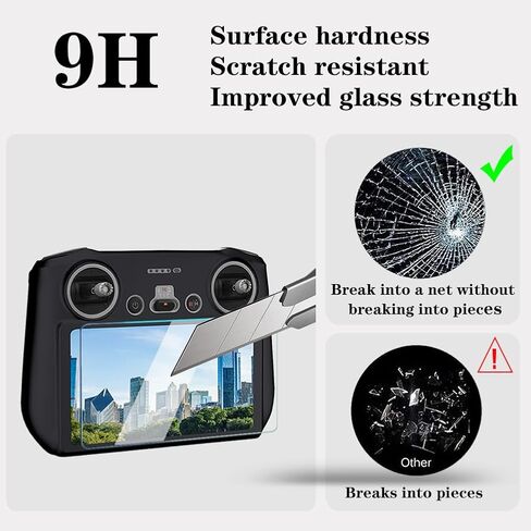 Screen Protector (3+1Pack) Compatible with DJI Mini 3/Mini 3 Pro,Mavic 3 RC Remote Controller, Tempered Glass Film Full Coverage and Soft Protective Silicone Case Cover Sleeve in Kuwait