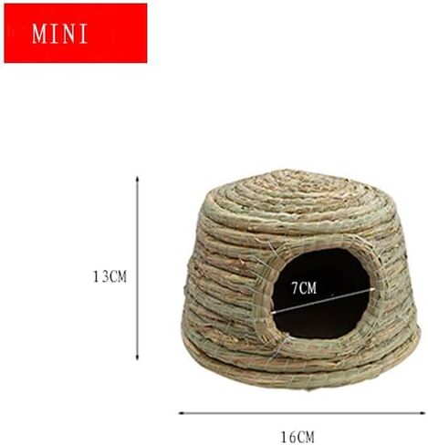 قلعة GYMT للحيوانات الأليفة بسقف من القش، كوخ عشبي منسوج يدويًا لخنازير غينيا والأرانب والحيوانات الصغيرة الأخرى - بارد في الصيف ودافئ في الشتاء (صغير) in Kuwait