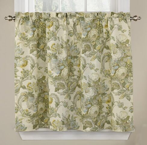 ستائر الجيب من Waverly Tie Spring Bling-Rod للمطبخ والحمام ، لوحة مزدوجة ، 52" x 36" ، البلاتين in Kuwait