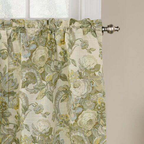 ستائر الجيب من Waverly Tie Spring Bling-Rod للمطبخ والحمام ، لوحة مزدوجة ، 52" x 36" ، البلاتين in Kuwait