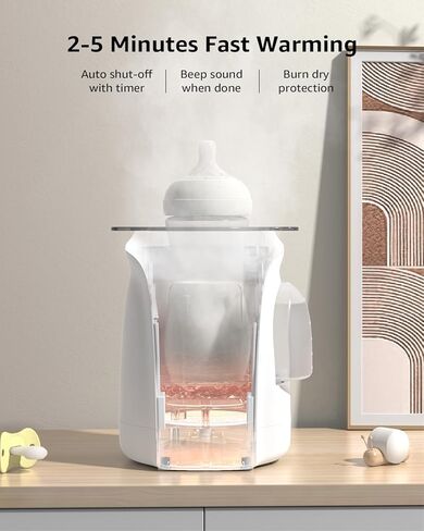 جهاز تسخين الزجاجات، جهاز تسخين سريع لزجاجات الأطفال 8 في 1 من HAUTURE لحليب الأم والتركيبة، إعادة تعبئة المياه تلقائيًا والتحكم الدقيق في درجة الحرارة، مع مؤقت، تذويب، تعقيم، الحفاظ على دفء جميع الزجاجات in Kuwait