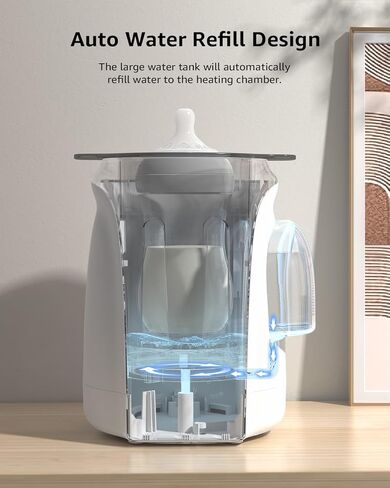 جهاز تسخين الزجاجات، جهاز تسخين سريع لزجاجات الأطفال 8 في 1 من HAUTURE لحليب الأم والتركيبة، إعادة تعبئة المياه تلقائيًا والتحكم الدقيق في درجة الحرارة، مع مؤقت، تذويب، تعقيم، الحفاظ على دفء جميع الزجاجات in Kuwait