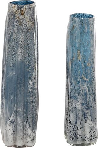 The Novogratz Glass Handmade Blown Vase, Set of 2 16", 15"H, Blue in Kuwait
