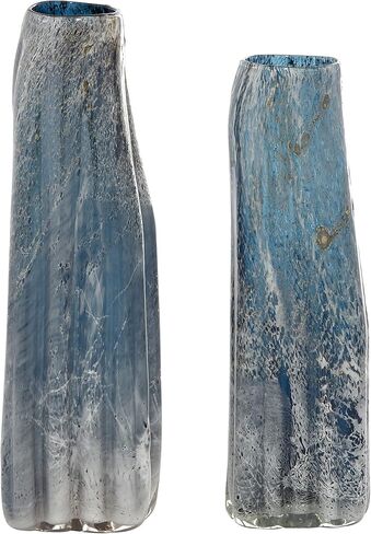 The Novogratz Glass Handmade Blown Vase, Set of 2 16", 15"H, Blue in Kuwait