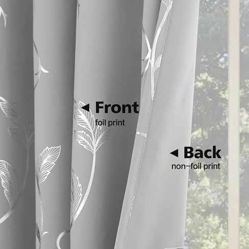 BUHUA Blackout Curtains Pairs 84 Inches Long Room Darkening Curtains with Shinny Wave Vine Design for Sliding Glass Door 52W×84L Greyish White 1 Pair in Saudi Arabia