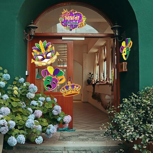 6 Pcs Large Mardi Gras Cutouts, Comedy Tragedy Face Cutouts Mardi Gras Party Decorations Masquerade Mask Cutouts Wall Hanging Party Supplies for Home Door Decor in Kuwait