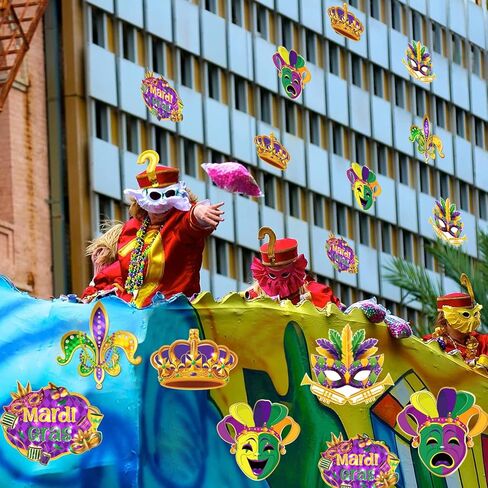 6 Pcs Large Mardi Gras Cutouts, Comedy Tragedy Face Cutouts Mardi Gras Party Decorations Masquerade Mask Cutouts Wall Hanging Party Supplies for Home Door Decor in Kuwait