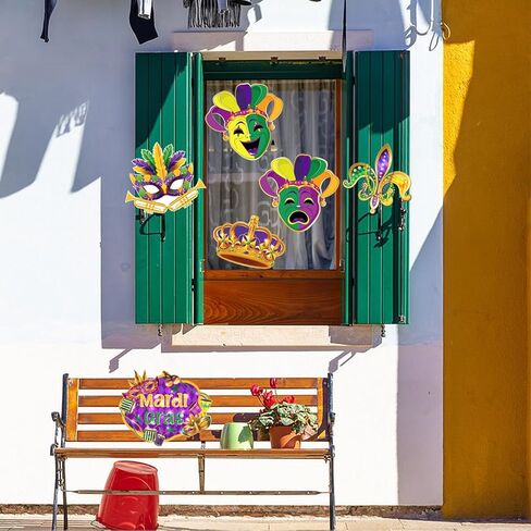 6 Pcs Large Mardi Gras Cutouts, Comedy Tragedy Face Cutouts Mardi Gras Party Decorations Masquerade Mask Cutouts Wall Hanging Party Supplies for Home Door Decor in Kuwait