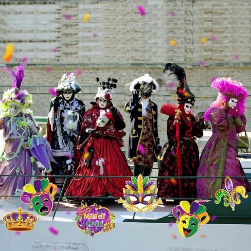 6 Pcs Large Mardi Gras Cutouts, Comedy Tragedy Face Cutouts Mardi Gras Party Decorations Masquerade Mask Cutouts Wall Hanging Party Supplies for Home Door Decor in Kuwait