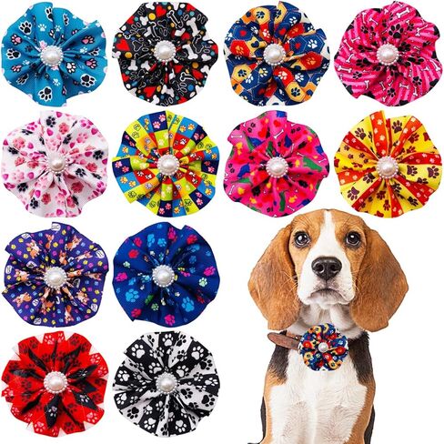 12pcs Small Dogs Collar Flowers Bows Attachment for St.Patrick's Day Doggy Cat Kitten Rabbit Bunny Grooming Accessories in Saudi Arabia