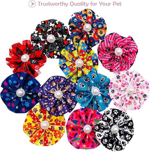 12pcs Small Dogs Collar Flowers Bows Attachment for St.Patrick's Day Doggy Cat Kitten Rabbit Bunny Grooming Accessories in Saudi Arabia