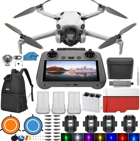 DJI Mini 4 Pro Drone Fly More Combo Plus with DJI RC 2 Screen remote with 3 Battery Bundle Kit 45-min Flight Time Camera Drone Bundle, with 128 GB SD, 3.0 USB Card Reader, Landing Pad, Backpack, Strobe lights and More in Saudi Arabia