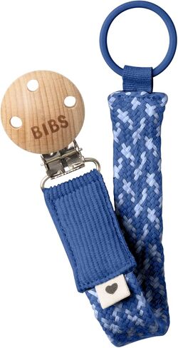 BIBS Paci Braid Dummy Chain Organic Cotton Danish Design, One Size (0-36 Months), Cornflower / Dusty Blue in Saudi Arabia